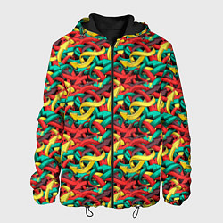 Куртка с капюшоном мужская Переплетающиеся стрелки, цвет: 3D-черный