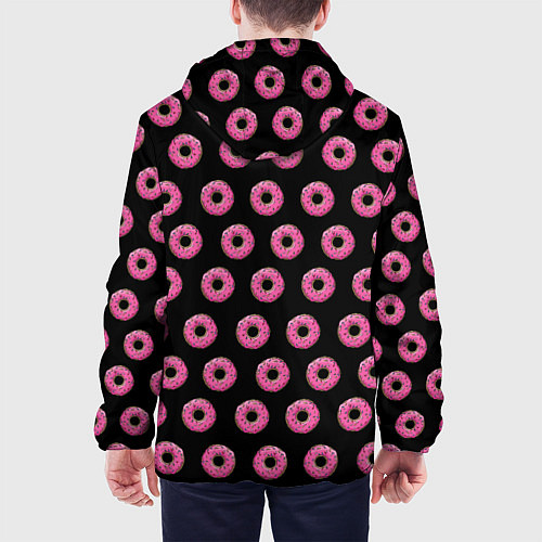Мужская куртка Барт Симпсон на фоне пончиков / 3D-Белый – фото 4