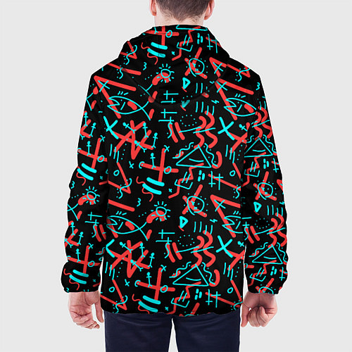 Мужская куртка Цветные геометрические каракули / 3D-Белый – фото 4