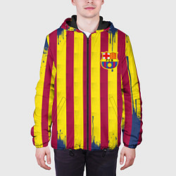 Куртка с капюшоном мужская Полосатые цвета футбольного клуба Барселона, цвет: 3D-черный — фото 2