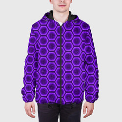 Куртка с капюшоном мужская Энергетический щит - фиолетовый, цвет: 3D-черный — фото 2