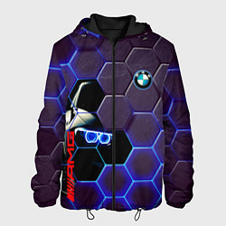 Куртка с капюшоном мужская BMW неоновые соты, цвет: 3D-черный