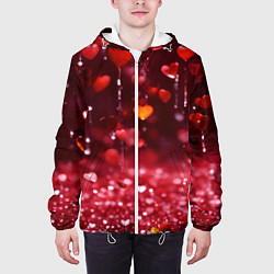 Куртка с капюшоном мужская Дождь из сердечек, цвет: 3D-белый — фото 2