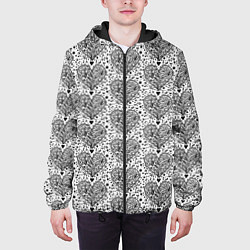 Куртка с капюшоном мужская Сердце из дудлов паттерн, цвет: 3D-черный — фото 2