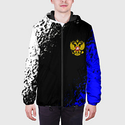 Куртка с капюшоном мужская Герб РФ краски текстура, цвет: 3D-черный — фото 2