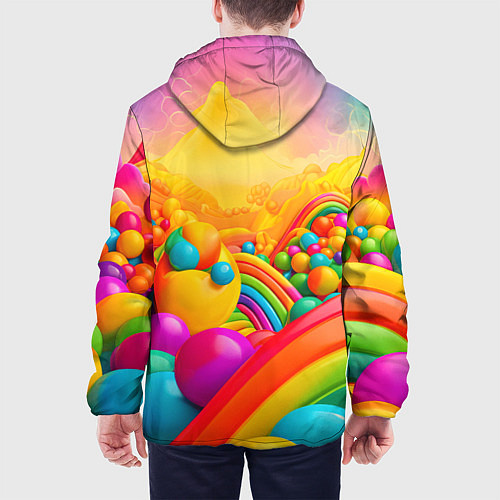 Мужская куртка Цветные пузыри и радуга / 3D-Белый – фото 4