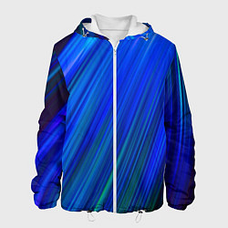 Куртка с капюшоном мужская Неоновые синии линии, цвет: 3D-белый