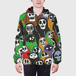 Куртка с капюшоном мужская Скелеты на хэллоуин, цвет: 3D-черный — фото 2