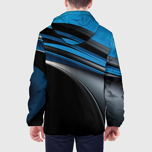 Мужская куртка Синяя и черная абстракция геометрическая / 3D-Черный – фото 4
