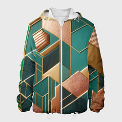 Мужская куртка Арт деко зеленый и золотой узор из геометрических