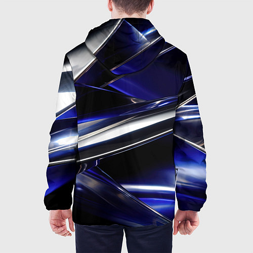 Мужская куртка Синие и серебреные абстрактные полосы / 3D-Белый – фото 4