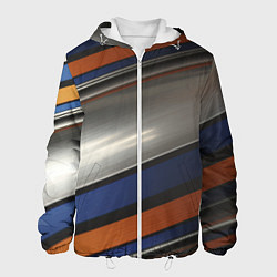 Куртка с капюшоном мужская Разноцветные прямые полосы, цвет: 3D-белый