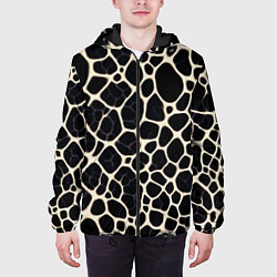 Куртка с капюшоном мужская Патерн клеточной паутины, цвет: 3D-черный — фото 2