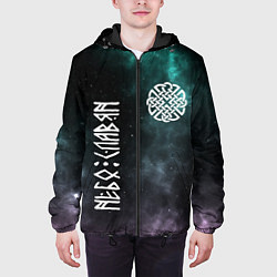 Куртка с капюшоном мужская Небо славян с обережной символикой, цвет: 3D-черный — фото 2