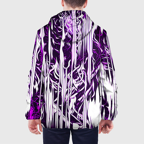 Мужская куртка Розовые и белые абстрактные узоры / 3D-Белый – фото 4