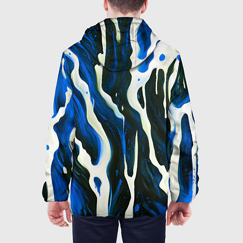 Мужская куртка Текучая краска белая и синяя / 3D-Черный – фото 4