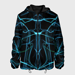 Куртка с капюшоном мужская Мягкие абстрактные симметричные линии, цвет: 3D-черный