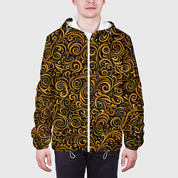 Куртка с капюшоном мужская Золотые узоры завитки, цвет: 3D-белый — фото 2