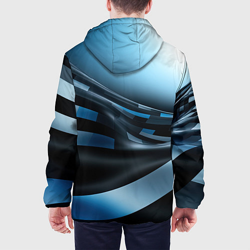Мужская куртка Черно-синий абстрактный спортивный стиль / 3D-Белый – фото 4