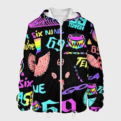 Куртка с капюшоном мужская 6ix9ine logo rap bend, цвет: 3D-белый