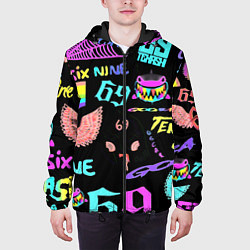Куртка с капюшоном мужская 6ix9ine logo rap bend, цвет: 3D-черный — фото 2