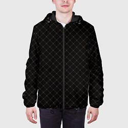 Куртка с капюшоном мужская Чёрный клетчатый с коричневыми полосами, цвет: 3D-черный — фото 2