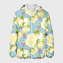 Куртка с капюшоном мужская Пышные цветы, цвет: 3D-белый