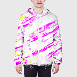 Куртка с капюшоном мужская Розовые паттерны, цвет: 3D-белый — фото 2