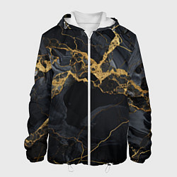 Куртка с капюшоном мужская Золотой путь на черном граните, цвет: 3D-белый