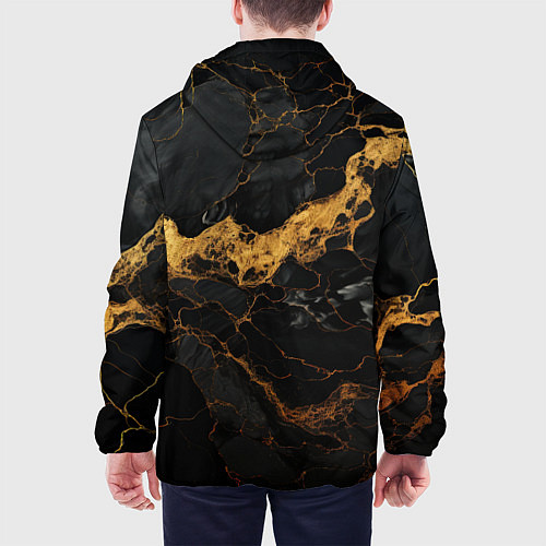 Мужская куртка Золотистые волны на черной материи / 3D-Белый – фото 4