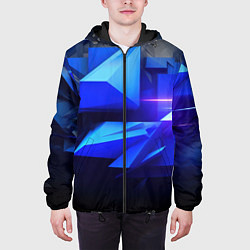 Куртка с капюшоном мужская Black blue background abstract, цвет: 3D-черный — фото 2