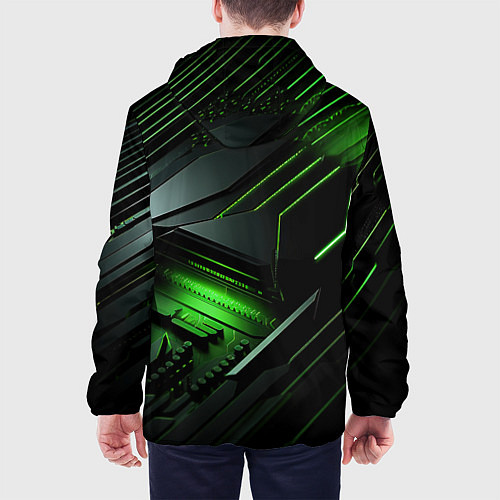 Мужская куртка Металл и зеленый яркий неоновый свет / 3D-Белый – фото 4