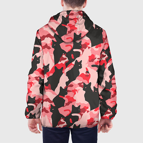 Мужская куртка Розовый камуфляж из котов / 3D-Белый – фото 4