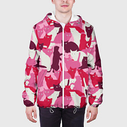 Куртка с капюшоном мужская Розовый кошачий камуфляж, цвет: 3D-белый — фото 2