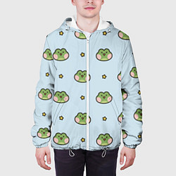Куртка с капюшоном мужская Паттерн с лягушками, цвет: 3D-белый — фото 2