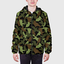 Куртка с капюшоном мужская Разные птицы - камуфляж, цвет: 3D-черный — фото 2