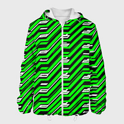 Мужская куртка Чёрно-зелёный линейный узор киберпанк
