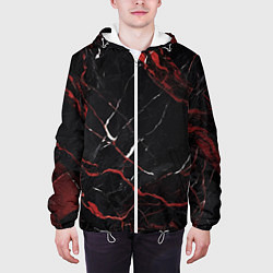 Куртка с капюшоном мужская Черно-красный мрамор, цвет: 3D-белый — фото 2