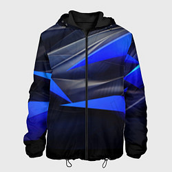 Куртка с капюшоном мужская Black and blue abstract background sport style, цвет: 3D-черный