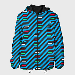 Куртка с капюшоном мужская Киберпанк узор синий и чёрный, цвет: 3D-черный