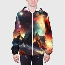 Куртка с капюшоном мужская Space landscape with mountains, цвет: 3D-белый — фото 2
