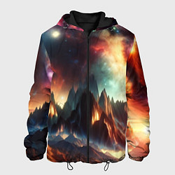 Куртка с капюшоном мужская Space landscape with mountains, цвет: 3D-черный