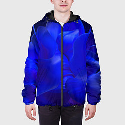 Куртка с капюшоном мужская Неоновый синий цветок, цвет: 3D-черный — фото 2