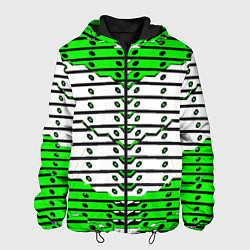 Куртка с капюшоном мужская Зелёно-белая техно броня, цвет: 3D-черный