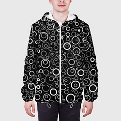 Куртка с капюшоном мужская Чёрный паттерн пузырьки, цвет: 3D-белый — фото 2