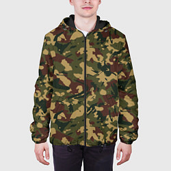 Куртка с капюшоном мужская Абстрактный камуфляжный паттерн, цвет: 3D-черный — фото 2