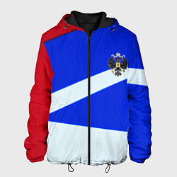 Куртка с капюшоном мужская Россия спортивная геометрия герб, цвет: 3D-черный