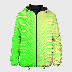 Куртка с капюшоном мужская Зелёные градиентные линии, цвет: 3D-черный