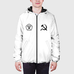 Куртка с капюшоном мужская СССР гост три полоски, цвет: 3D-черный — фото 2