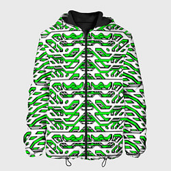 Куртка с капюшоном мужская Техно броня зелёно-белая, цвет: 3D-черный